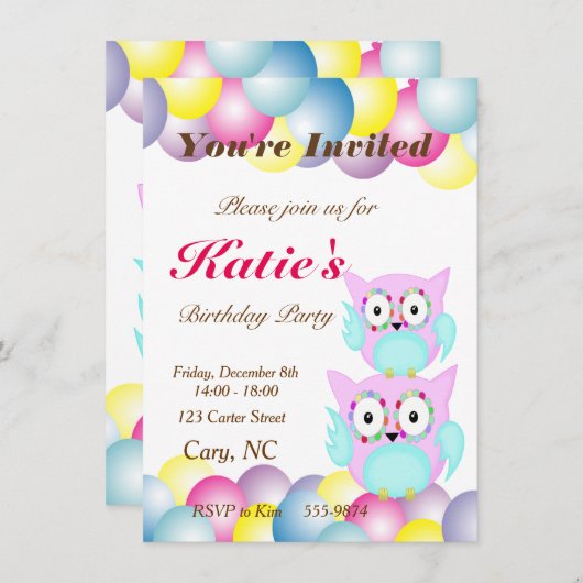 Blütenuhu Einladung (Vorne/Hinten)