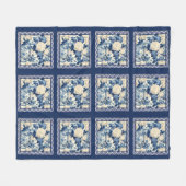 Blütenvase Blauer Chinoiserie-Toilmonogramm Fleecedecke (Vorderseite (Horizontal))