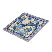 Blütenvase Blauer Chinoiserie-Toilmonogramm Fliese (Seite)