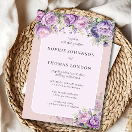 Blütenviolette Hochzeit in Aquarellfarben Einladung