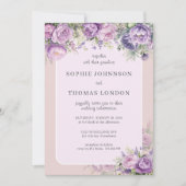 Blütenviolette Hochzeit in Aquarellfarben Einladung (Vorderseite)