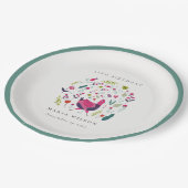 Blütenvogel aus der Hütte, jedes Alter zum Geburts Pappteller (Schrägansicht)