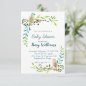 Blütenvögel in Aquarellen Einladung (Stehend Vorderseite)