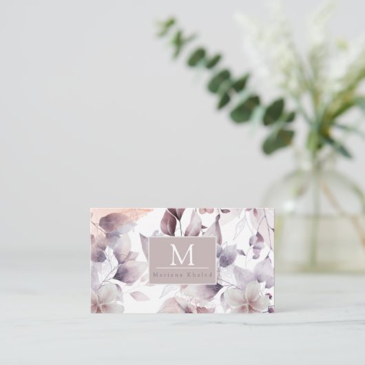 Blütenvögel, Lila und weiß Visitenkarte (Stehend Vorderseite)