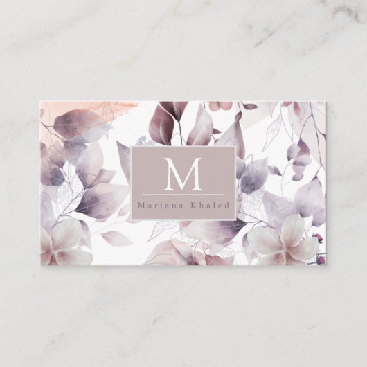 Blütenvögel, Lila und weiß Visitenkarte (Vorderseite)