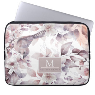 Blütenvögel Lila und weiße Babydusche Laptopschutzhülle