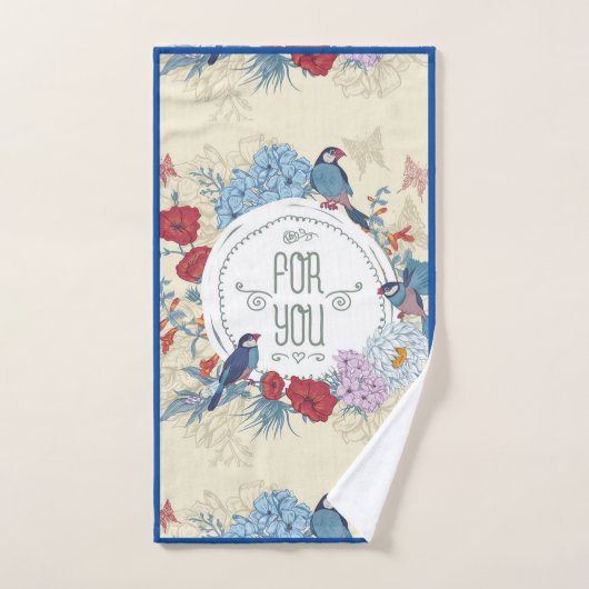 Blütenvögel Schmetterling Blume Hydrangea Bluebell Handtuch (Handtuch)