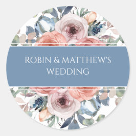 Blütenvoll, elegant Umschlag Aufkleber/ Gefallen Runder Aufkleber