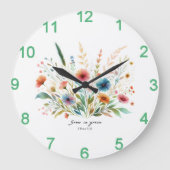 Blütenwachstum in Grace Große Wanduhr (Vorderseite)