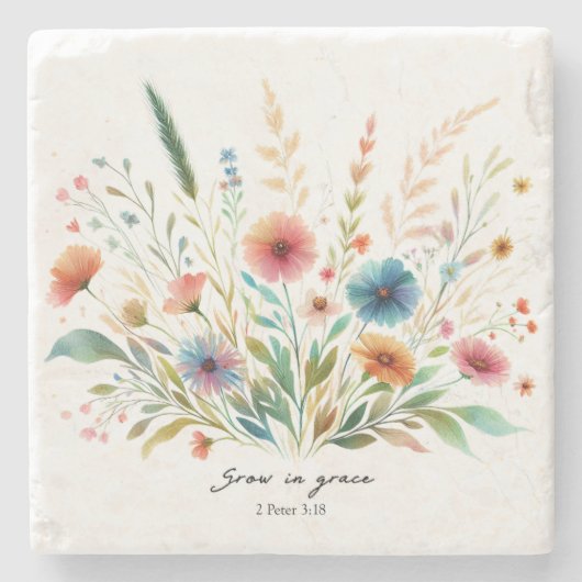 Blütenwachstum in Grace Steinuntersetzer (Vorderseite)