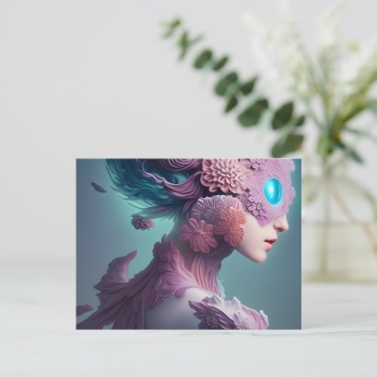Blütenweibchen mit leuchtendem Auge Postkarte (Stehend Vorderseite)
