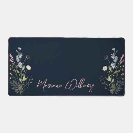 Blütenweiden in Aquarellfarben, tiefblau Schreibtischunterlage (Vorderseite)