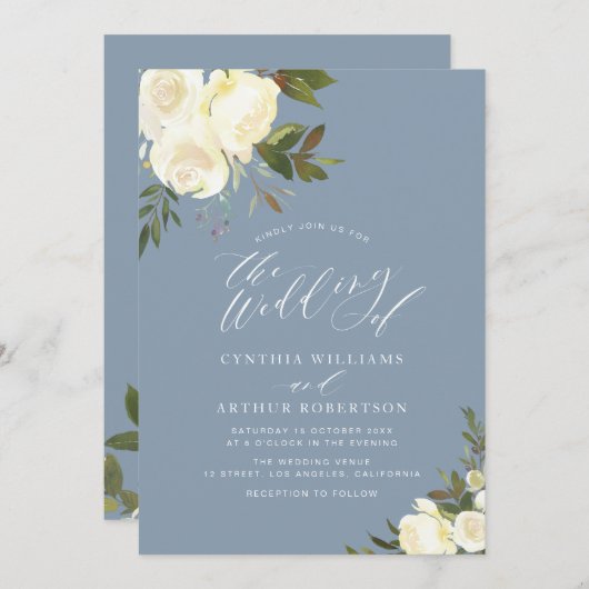 Blütenweiße Blütenblütenhochzeit Einladung (Vorne/Hinten)