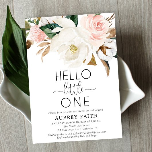 Blütenweiße, rustikale Blumenschlampe trifft klein Einladung