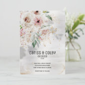 Blütenweiße und grüne Hochzeitsfeier Ankündigung (Stehend Vorderseite)