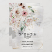 Blütenweiße und grüne Hochzeitsfeier Ankündigung (Vorne/Hinten)