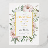 Blütenweißer Peelingfilm Save the Date Folieneinladung (Vorderseite)