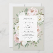 Blütenweißer Peony Rahmen Elegante Hochzeit Einladung (Vorderseite)