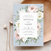 Blütenweißer Peony Rahmen Elegante Hochzeit Einladung