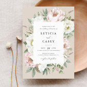 Blütenweißer Peony Rahmen Elegante Hochzeit Einladung