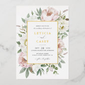 Blütenweißes Peony Rodelbahn mit Aussicht Folieneinladung (Vorderseite)