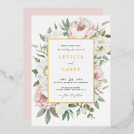 Blütenweißes Peony Rodelbahn mit Aussicht Folieneinladung