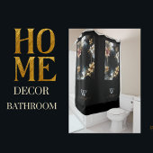 Blütenwirbel aus schwarzem und goldfarbenem Marmor Duschvorhang