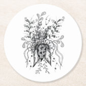 Blütenwirbel im Tangle-Rhythmus -  Runder Pappuntersetzer (Vorderseite)