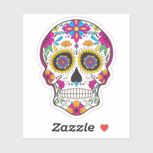 Blütenzucker-Schädel Nr. 6 Aufkleber (Blatt)