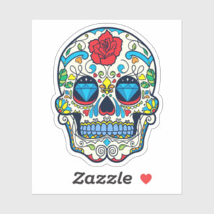 Blütenzucker-Schädel Nr.6 Kerzen brennen Aufkleber