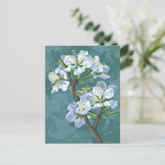 Blütenzweig des Apfelbaums Postkarte (Stehend Vorderseite)