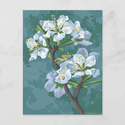 Blütenzweig des Apfelbaums Postkarte (Vorderseite)