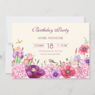 Blütenzweig im Wasser Geburtstag Einladung