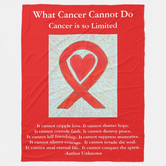 Blutes Krebs Rotes Bewusstsein Ribbon Chemo Blanke Fleecedecke (Vorderseite)