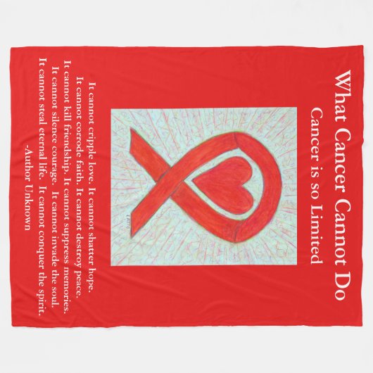 Blutes Krebs Rotes Bewusstsein Ribbon Chemo Blanke Fleecedecke (Vorderseite (Horizontal))