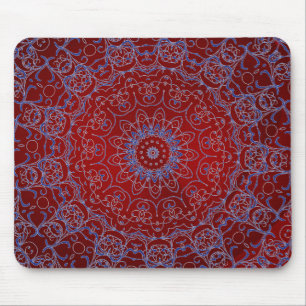 Blutes rotes Herz und blaues Spitzen-Mauspad Mousepad