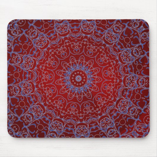 Blutes rotes Herz und blaues Spitzen-Mauspad Mousepad (Vorne)