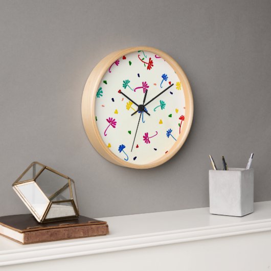 Blütezeit: farbenfrohe Blume Wall Clock Uhr (Büro)