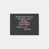 Blutflecken sind rot, UV-Licht blau Post-it Klebezettel (Vorderseite)