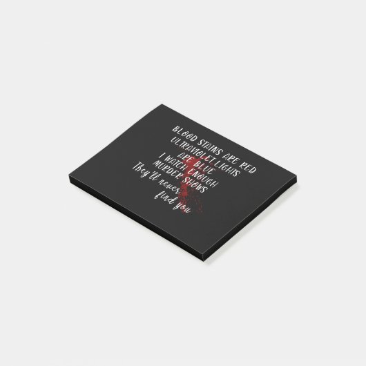 Blutflecken sind rot, UV-Licht blau Post-it Klebezettel (angewinkelt)