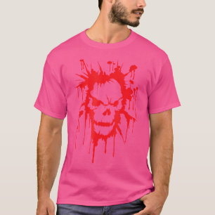 Blutfleckfleck mit blutigem Schädel und schwerem T T-Shirt