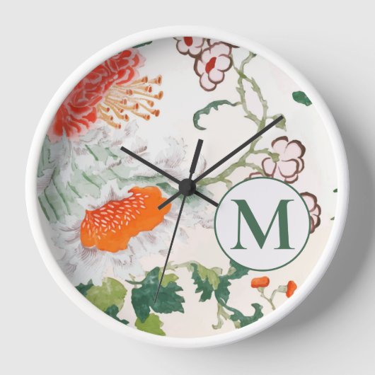 Blutflorale Monogramm Uhr (Vorderseite)