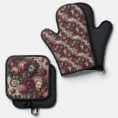 Blutgeschichte - Gotische Viktorianische Ofenhandschuh & Topflappen-Set (Vorderseite/Rückseite)
