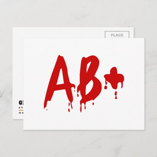 Blutgruppe AB+ Positives #Horror Hospital Postkarte (Vorne/Hinten)