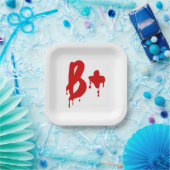 Blutgruppe B+ Positiv #Horror Hospital Pappteller (Party)