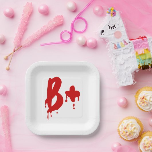 Blutgruppe B+ Positiv #Horror Hospital Pappteller (Party)