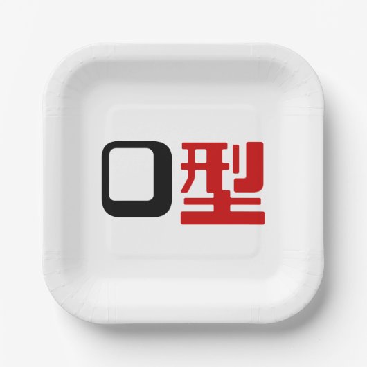 Blutgruppe des japanischen Kanjis Pappteller (Vorderseite)