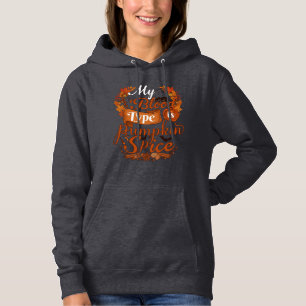 Blutgruppe ist Kürbisgewürz Halloween Schwarze Kat Hoodie