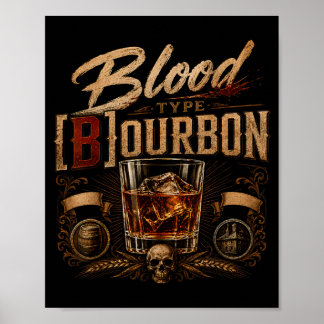 Blutgruppe ist Retro Lustig Trinken Sarkasmus Humo Poster