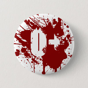 Blutgruppe-Spenden-Vampirs-Zombie O positiver Button